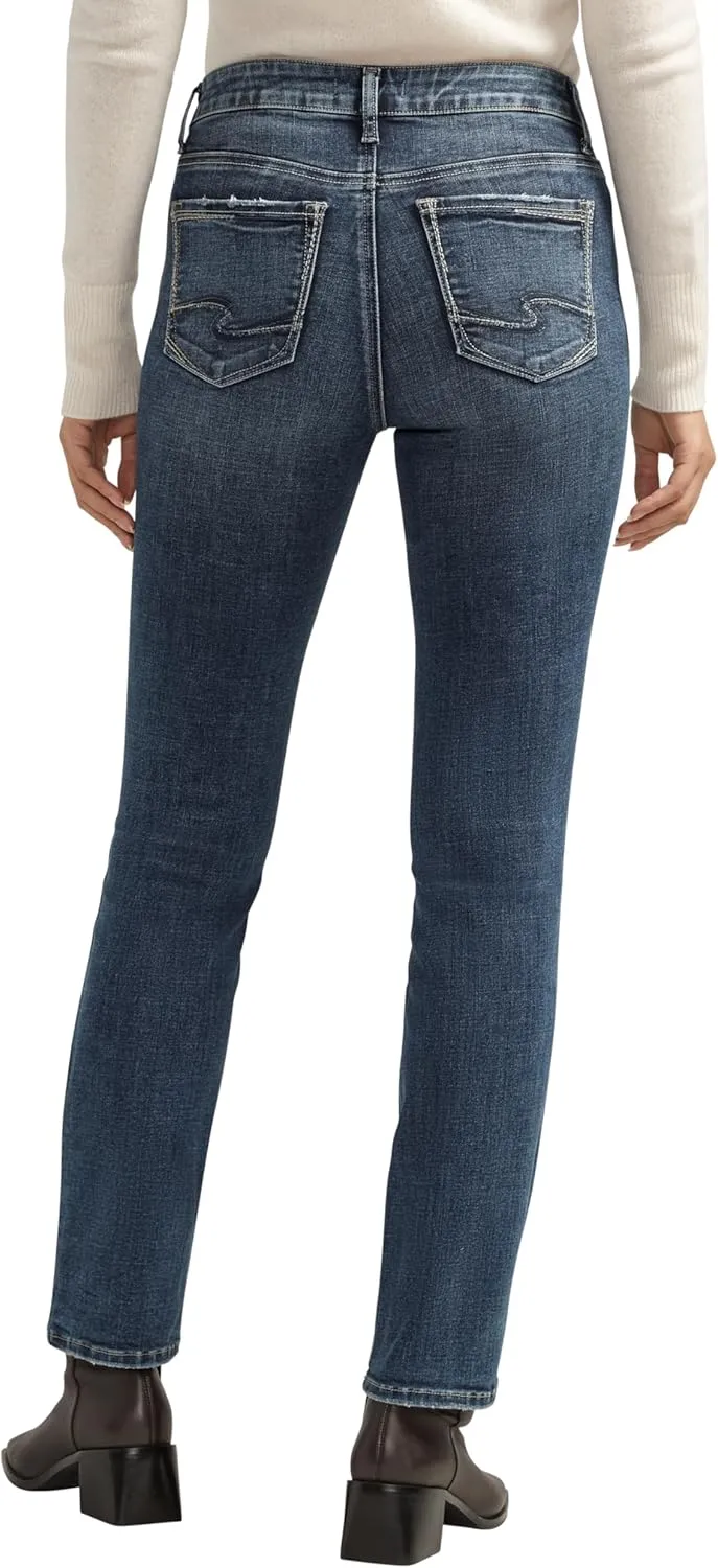 Silver Jeans Co. Women's Elyse Mid Rise Comfort Fit Straight Leg Jeans