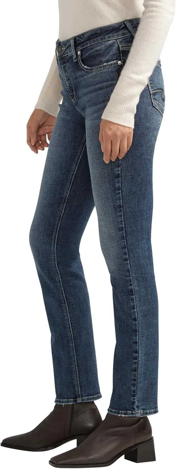 Silver Jeans Co. Women's Elyse Mid Rise Comfort Fit Straight Leg Jeans