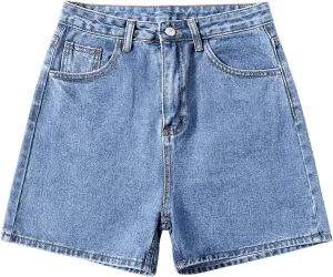 SOLY HUX Women's High Waisted Denim Shorts Straight Leg Jeans Casual Summer Short Pants
