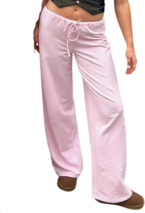 Striped Wide Leg Pants for Women - Casual Loose Fit High-Waisted Drawstring Pajama Pants - Straight Trousers