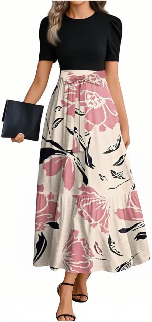 Summer Dresses for Women 2025 Business Casual Flowy Maxi Sun Dress Elegant Loose A Line Sundress