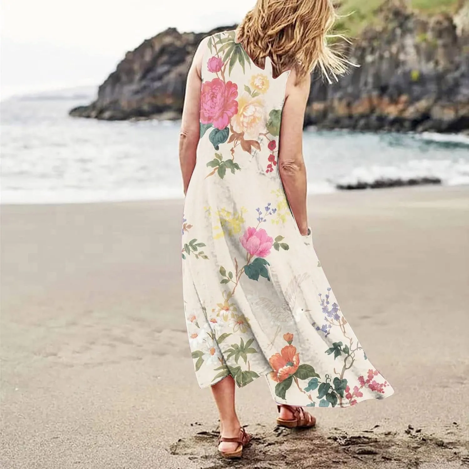 Summer Linen Dresses for Women 2025 Trendy Sleeveless Beach Vacation Travel Dress Casual Maxi Sun Dresses