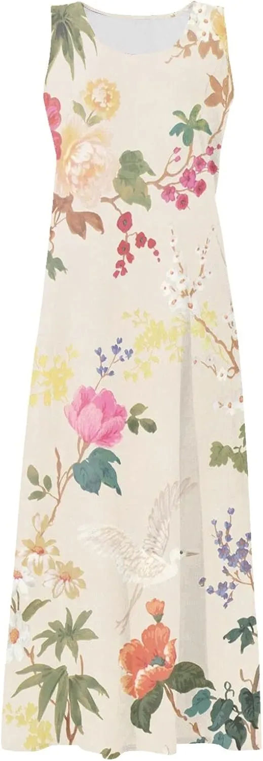 Summer Linen Dresses for Women 2025 Trendy Sleeveless Beach Vacation Travel Dress Casual Maxi Sun Dresses