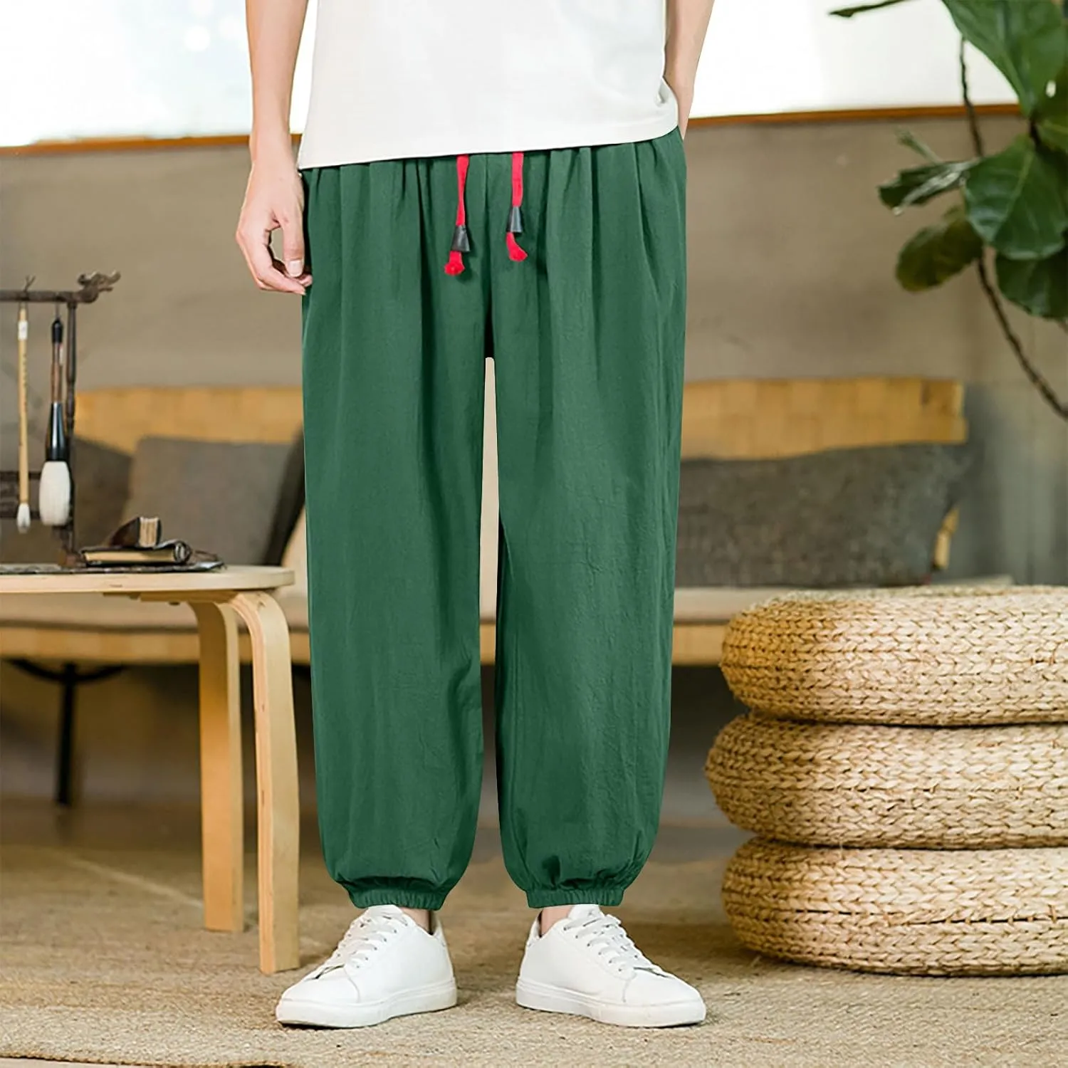Sweat Pants for Mens Baggy Jogger Pants Loose Fit Straight Leg Elastic Waist Drawstring Gym Lounge Trousers