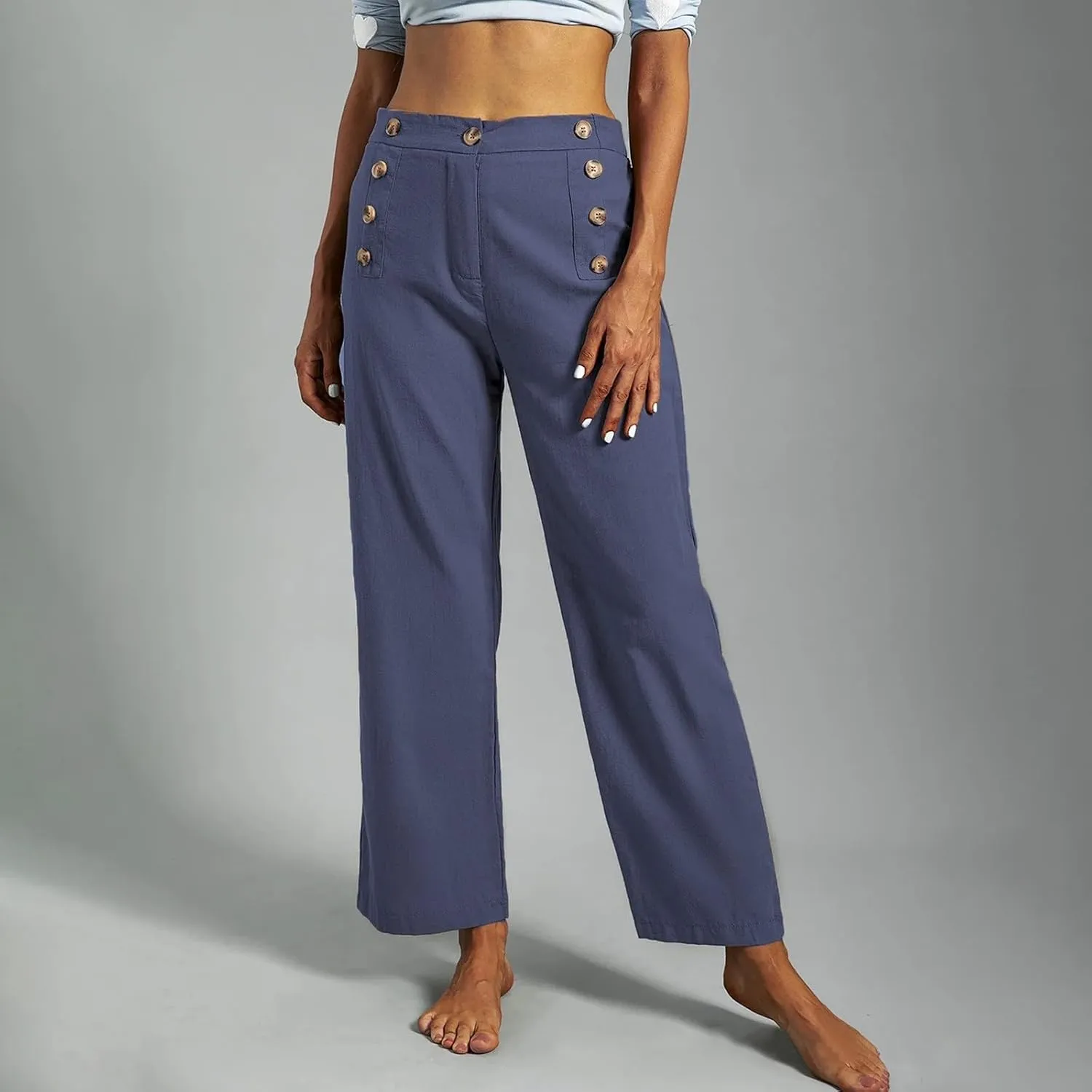 Sweats for Women Long Drawstring Casual Linen Elastic Women Leg Solid Cotton Pants Sports Athletic Lounge Pants with