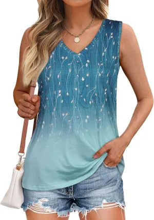 Tank Top for Women V Neck Summer Sleeveless T Shirt Tunic Casual Loose Fit Blouses