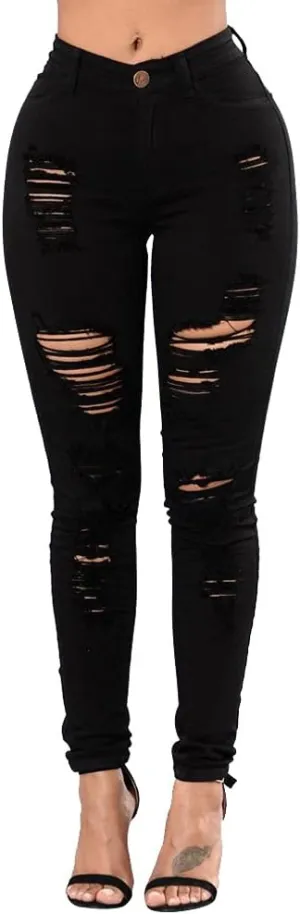 TKMUNY Women's High Rise Stretch Skinny Ripped Jeans Distressed Denim Leggings