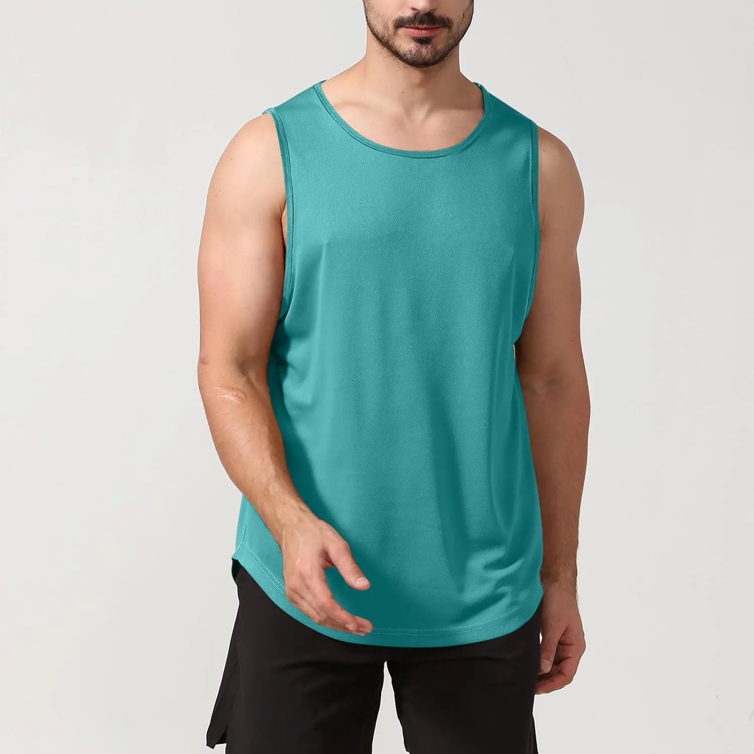 Uillui Mens Fitness Training Tee Quick Dry Loose Lightweight Athletic Tank Tops Gym Workout Shirts Active Sleeveless T-Shirt