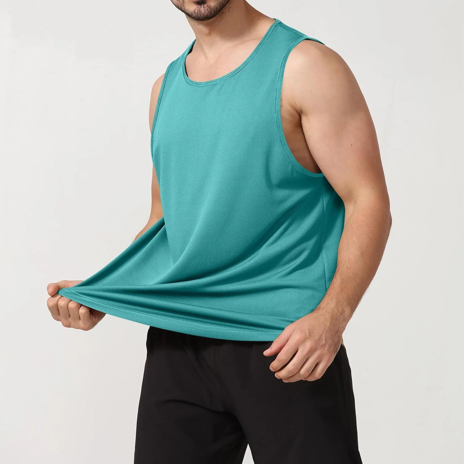 Uillui Mens Fitness Training Tee Quick Dry Loose Lightweight Athletic Tank Tops Gym Workout Shirts Active Sleeveless T-Shirt