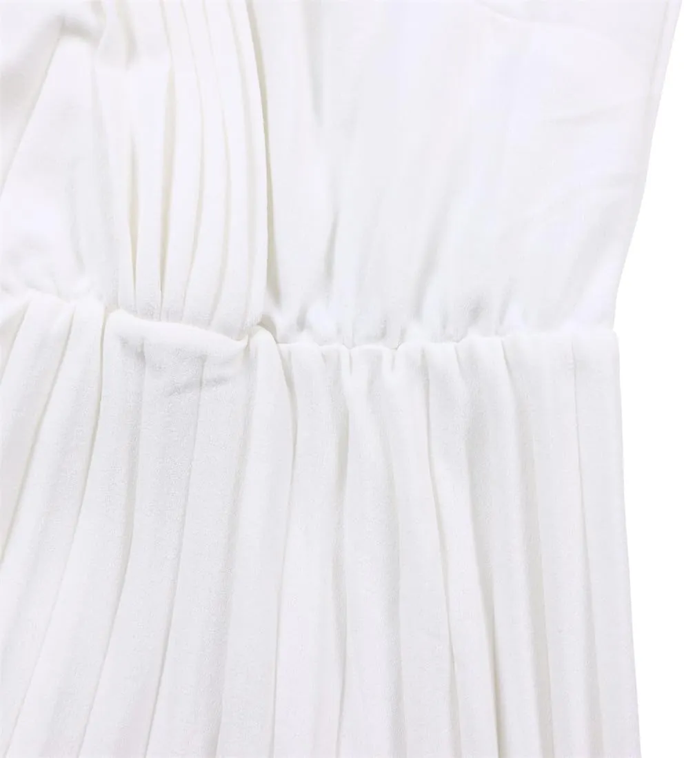 Useagrey Women's Pleated Swing Dress Long Sleeve V Neck High Waist Wrap Midi Dress Party Cocktail Dresses