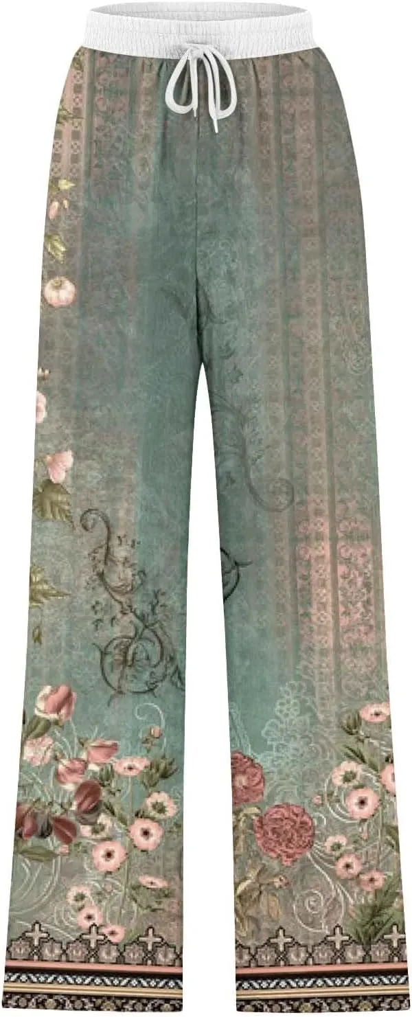 Wide Leg Baggy Pants Fashion Lacing Solid Color Waist Waist Wide Leg Casual Pants Fleece Joggers Womens Wide Leg