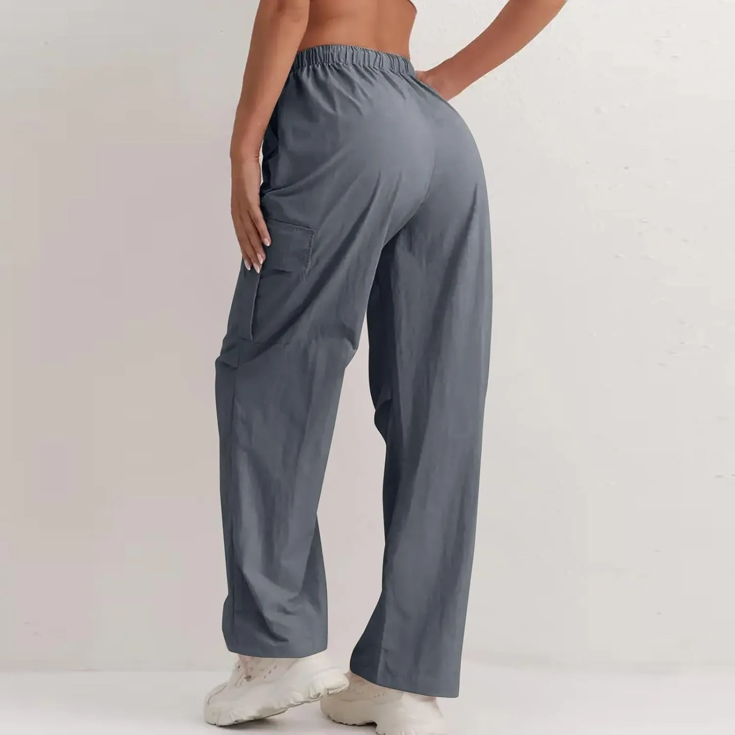 Wide Leg Work Pants for Women Baggy Lightweight Hiking Pants with Pockets Drawstring High Waisted Athletic Pants