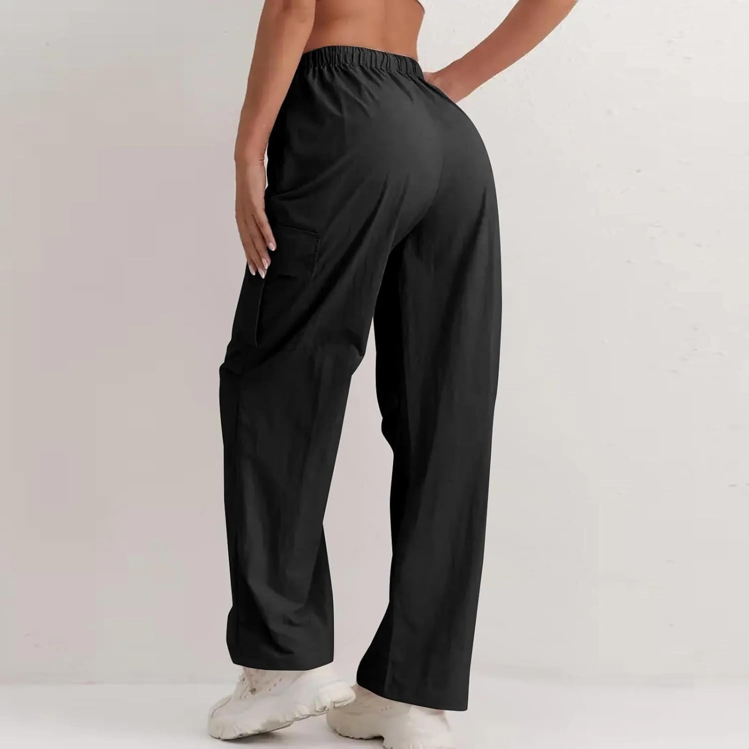 Wide Leg Work Pants for Women Baggy Lightweight Hiking Pants with Pockets Drawstring High Waisted Athletic Pants
