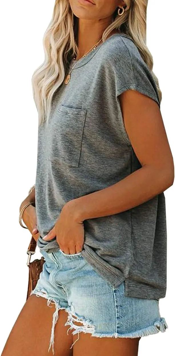 WMZCYXY Womens Summer Tops Sleeveless T Shirt Crew Neck Casual Loose Fitting Shirts with Pocket