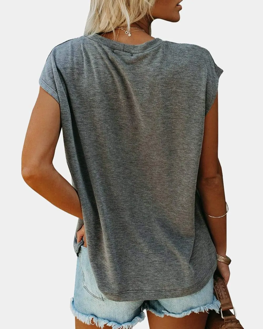 WMZCYXY Womens Summer Tops Sleeveless T Shirt Crew Neck Casual Loose Fitting Shirts with Pocket