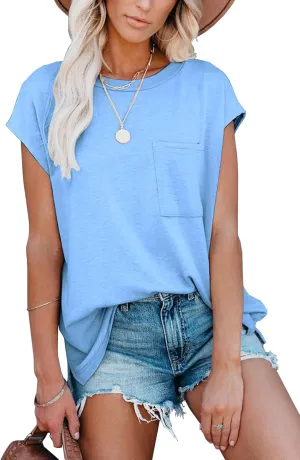 WMZCYXY Womens Summer Tops Sleeveless T Shirt Crew Neck Casual Loose Fitting Shirts with Pocket