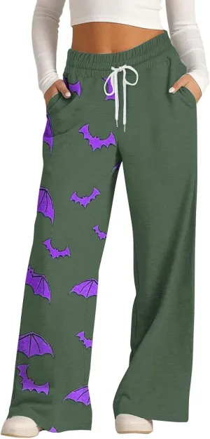 Women Baggy Sweatpants Elastic High Waisted Loose Trousers Casual Straight Leg Yoga Pants Long Pants with Pockets