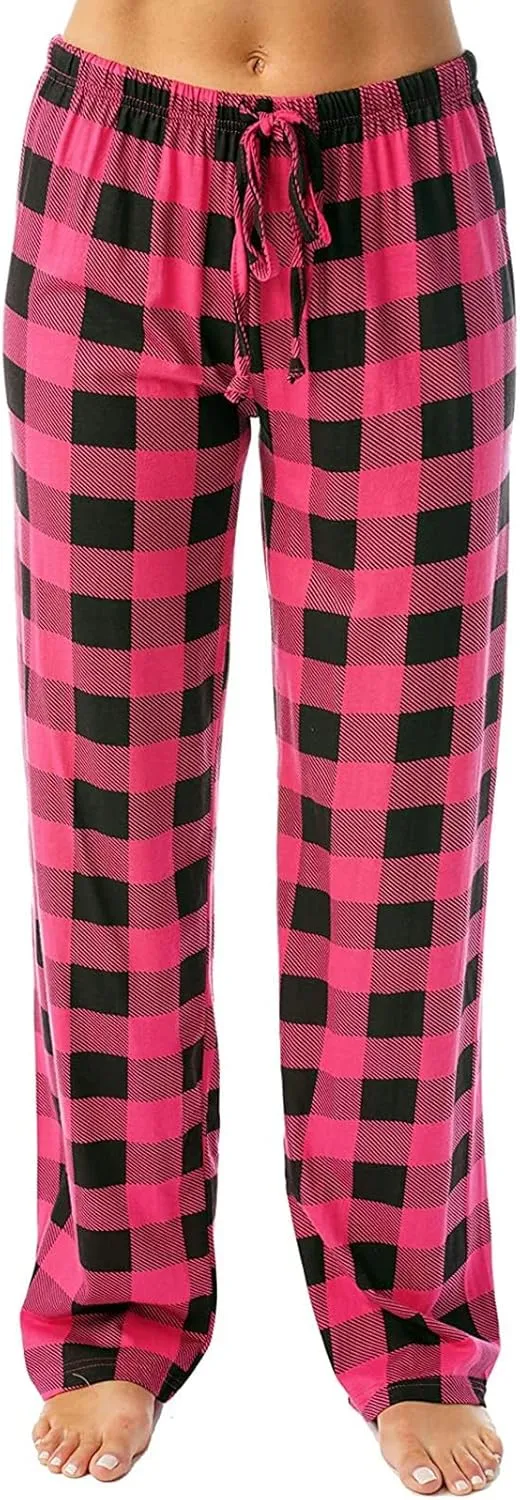 Women Plaid Printed Pants Full Length Long Trousers Sports Pants Business Casual Trousers