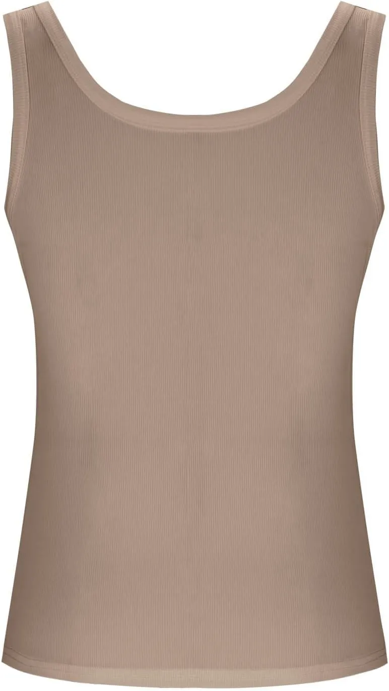 Women Pleated Front Ribbed Tank Tops Summer Square Neck Sleeveless T-Shirt Casual Slim Fit Yoga Workout Tanks Blouse