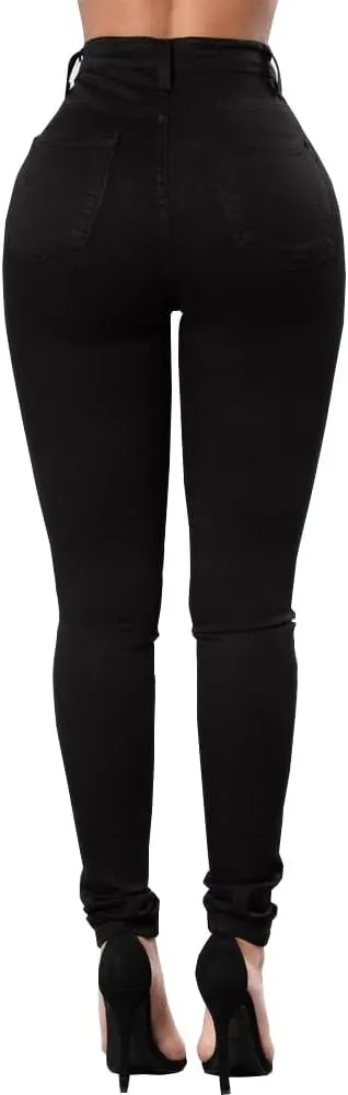 Women Skinny Ripped Jeans Stretch Distressed Destroyed Denim Pants