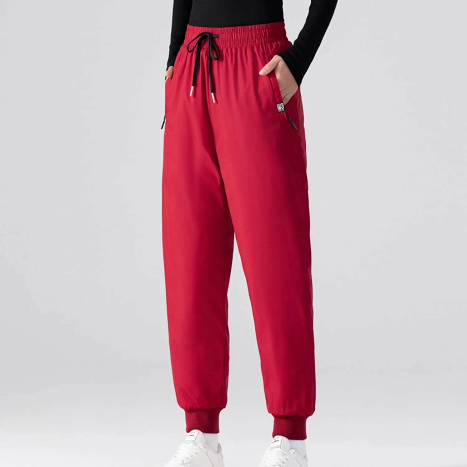 Women Winter Warm Sweatpant Casual Solid Sherpa Lined Athletic Pants Fleece Lined Athletic Jogger Pant with Pockets