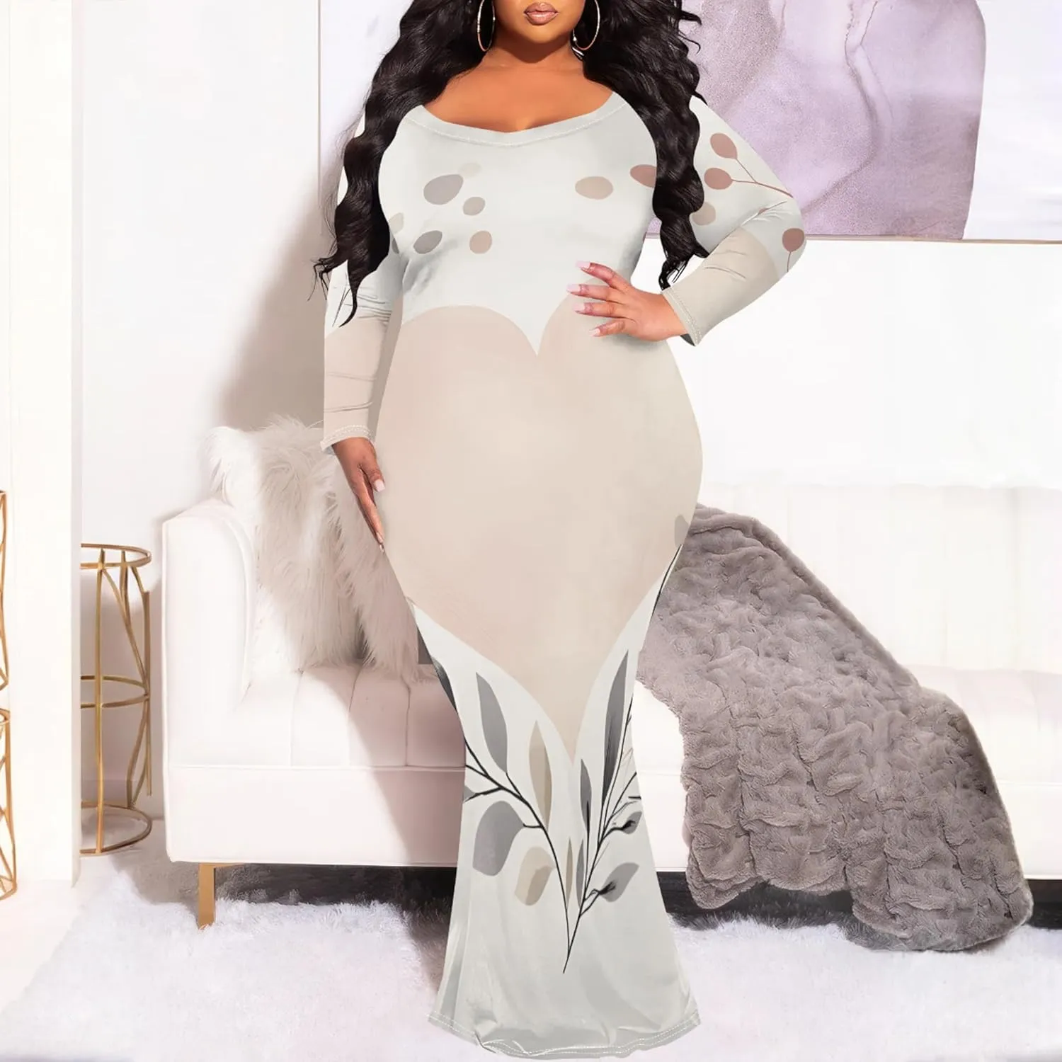 Women's 2024 Autumn Wrap Floor Length Dresses Long Sleeve Trendy Elegant Mermaid Party Casual Sexy Bodycon Long Maxi Dress