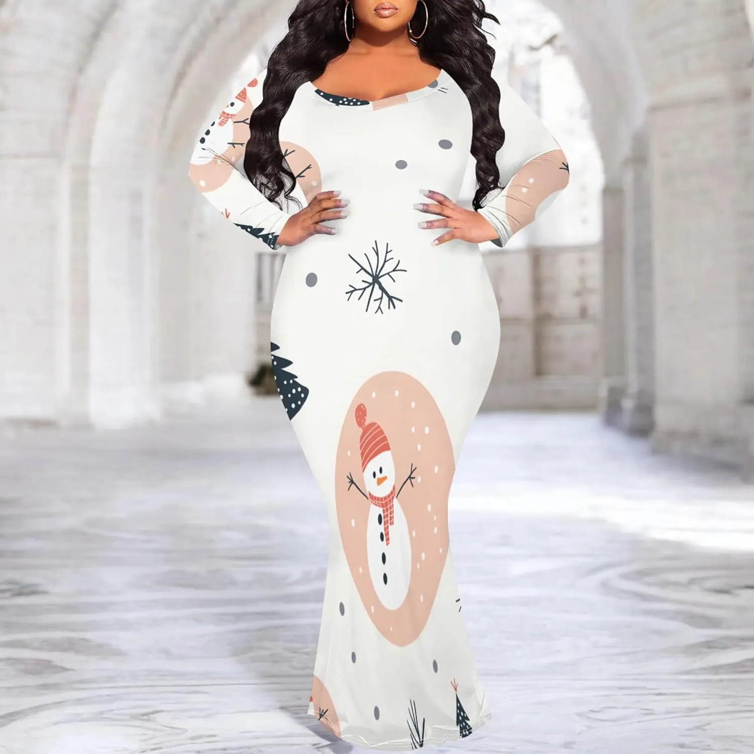 Women's 2024 Autumn Wrap Floor Length Dresses Long Sleeve Trendy Elegant Mermaid Party Casual Sexy Bodycon Long Maxi Dress