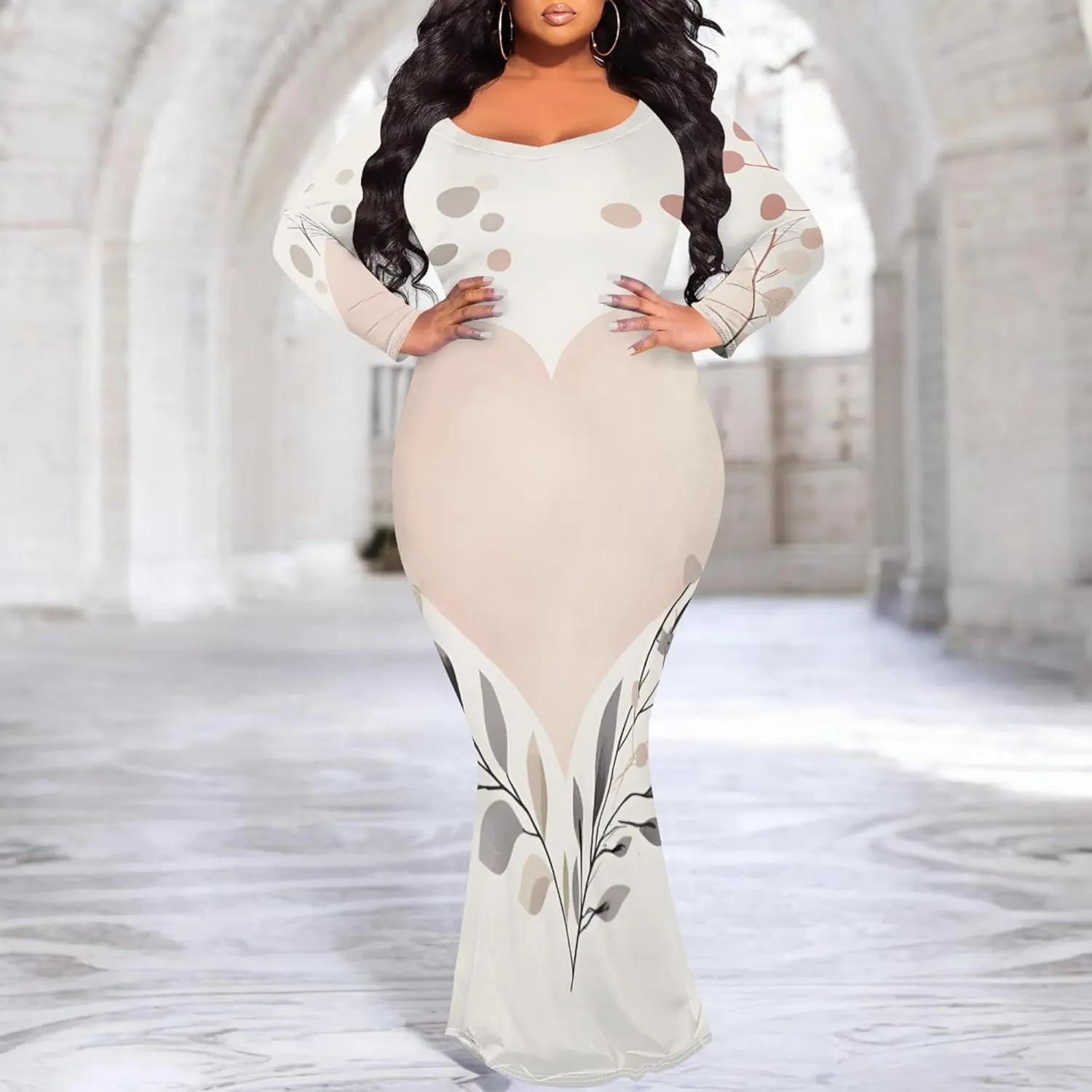 Women's 2024 Autumn Wrap Floor Length Dresses Long Sleeve Trendy Elegant Mermaid Party Casual Sexy Bodycon Long Maxi Dress