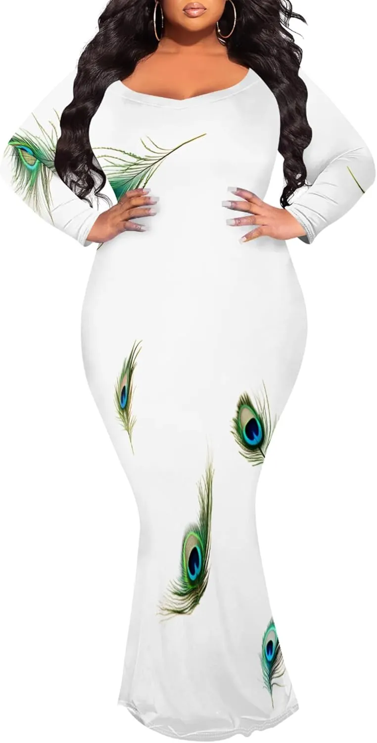 Women's 2024 Autumn Wrap Floor Length Dresses Long Sleeve Trendy Elegant Mermaid Party Casual Sexy Bodycon Long Maxi Dress