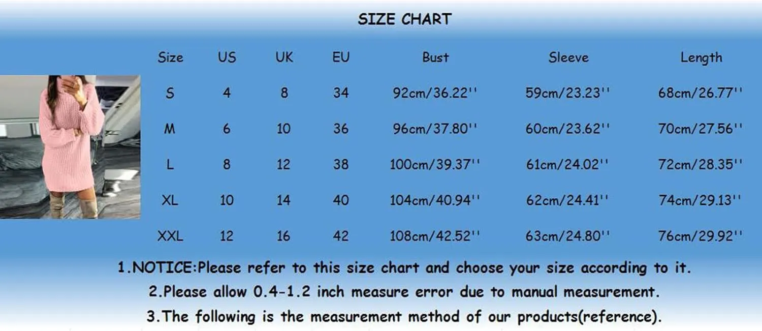 Women's 2024 Fall Turtleneck Sweaters Dress Oversized Long Sleeve Casual Knit Pullover Short Mini Dresses