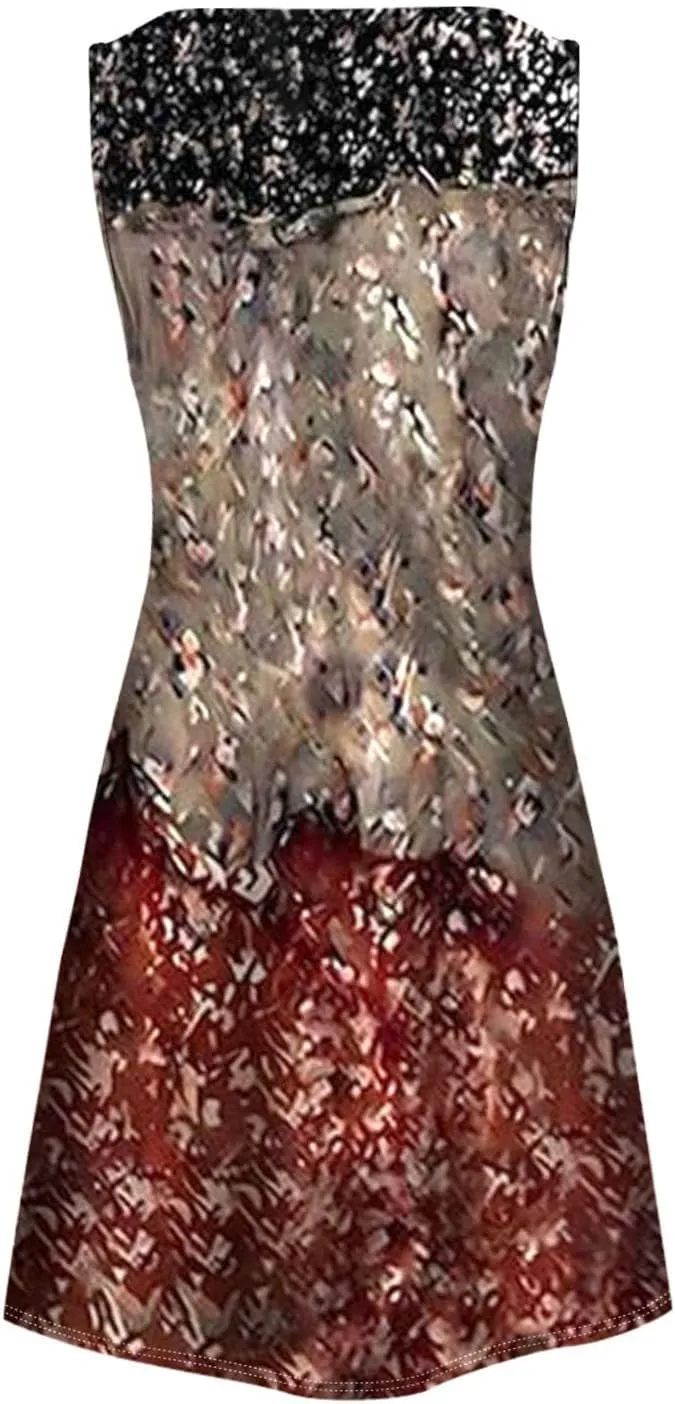 Women's Boho Midi Dress 2024 Summer Casual Sleeveless Button V Neck Trendy Dress Plus Size Floral Sexy Party Dress