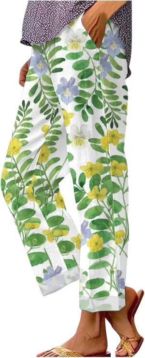 Women's Bottoms Cotton Linen Fashion Solid Color Pants Slim Casual Long Pants Trousers Pants for Women Resort Wear