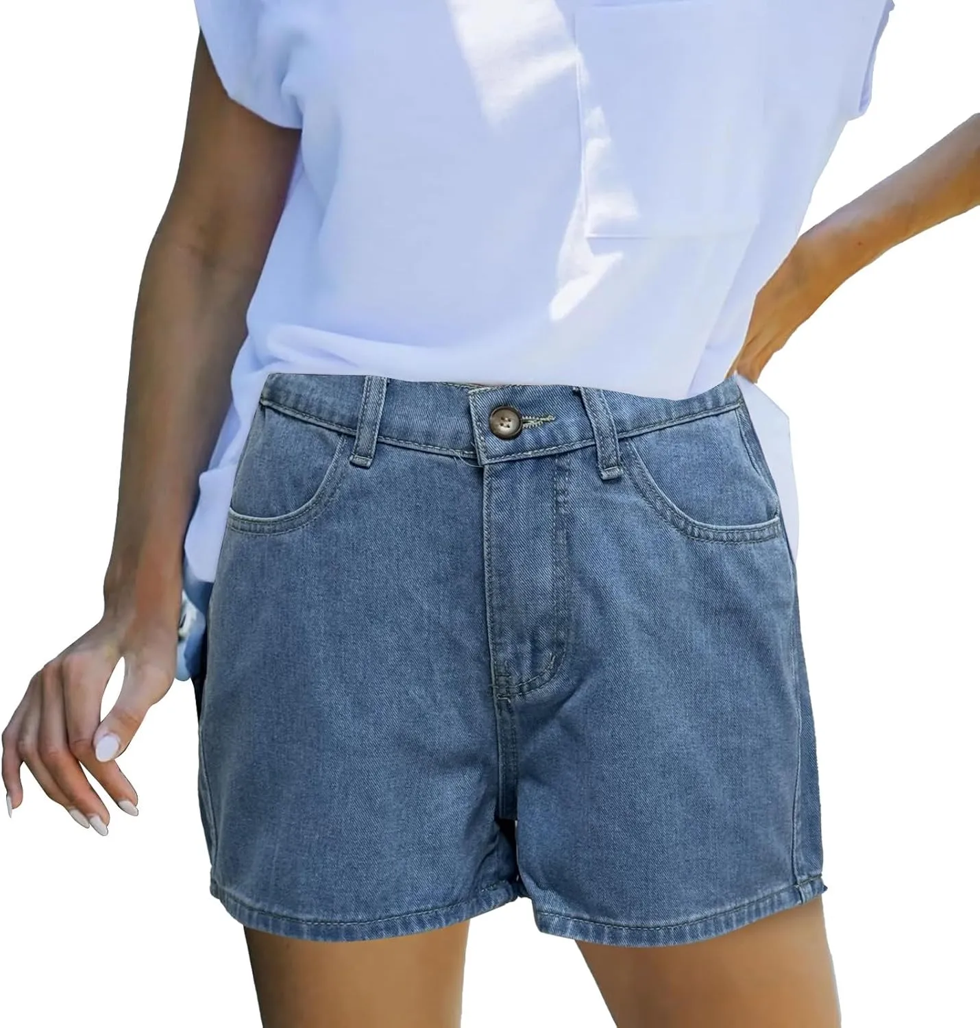 Women's Denim Pants Summer Baggy High Waisted Flowy Wide Leg Buttons Pleated Casual Jean Shorts 2025 Fashion Shorts