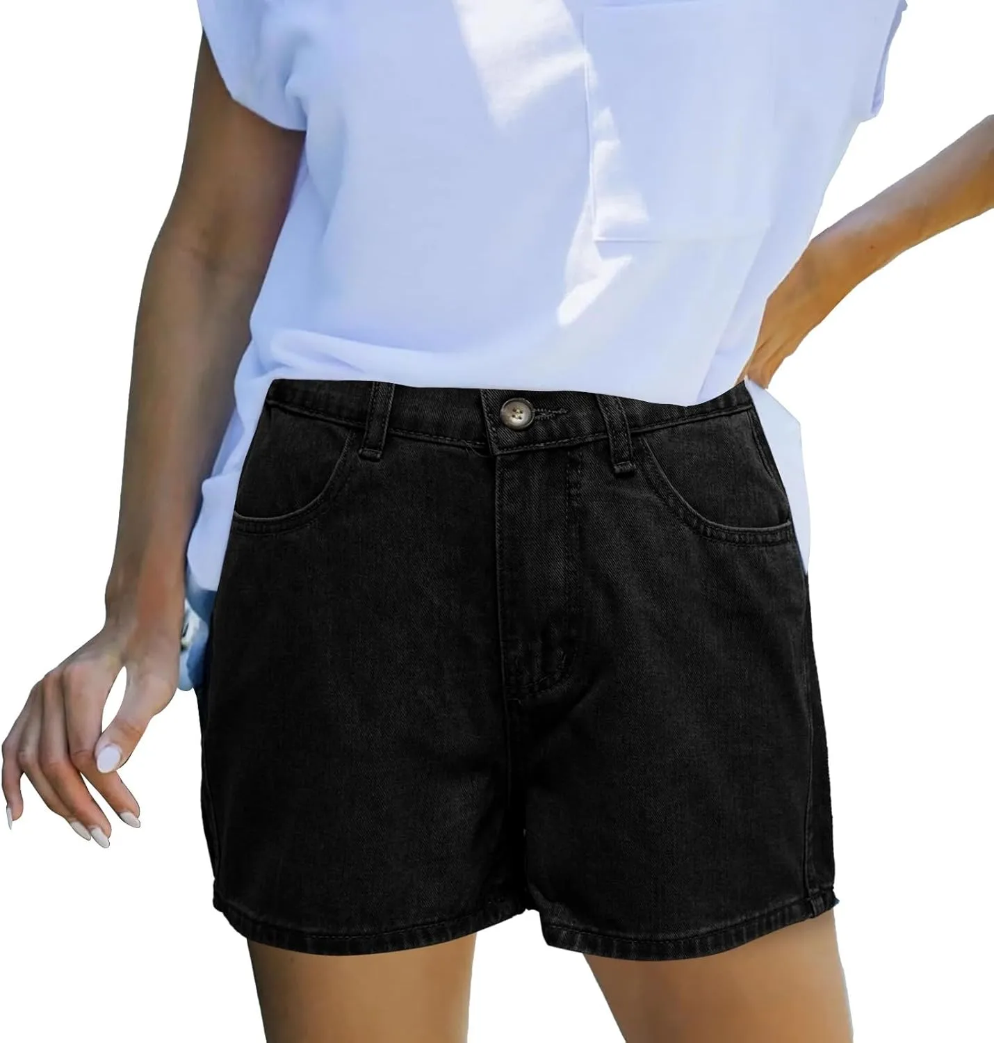 Women's Denim Pants Summer Baggy High Waisted Flowy Wide Leg Buttons Pleated Casual Jean Shorts 2025 Fashion Shorts