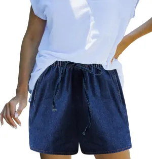 Women's Denim Pants Summer Baggy High Waisted Flowy Wide Leg Buttons Pleated Casual Jean Shorts 2025 Fashion Shorts