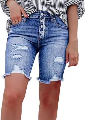 Women's Denim Pants Summer Baggy High Waisted Flowy Wide Leg Buttons Pleated Casual Jean Shorts 2025 Fashion Shorts