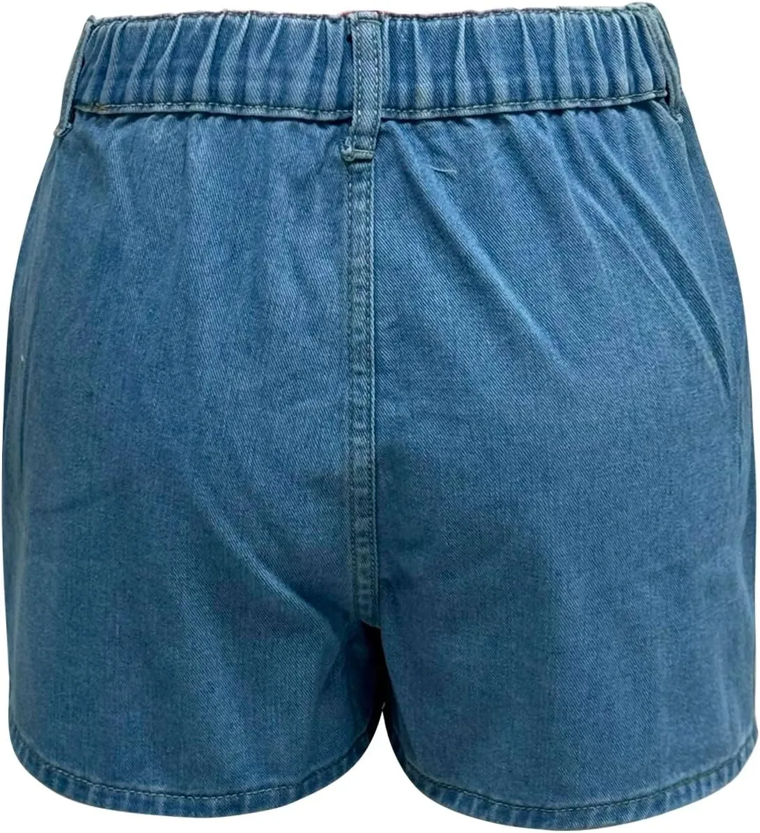 Women's Denim Pants Summer Baggy High Waisted Flowy Wide Leg Buttons Pleated Casual Jean Shorts 2025 Fashion Shorts