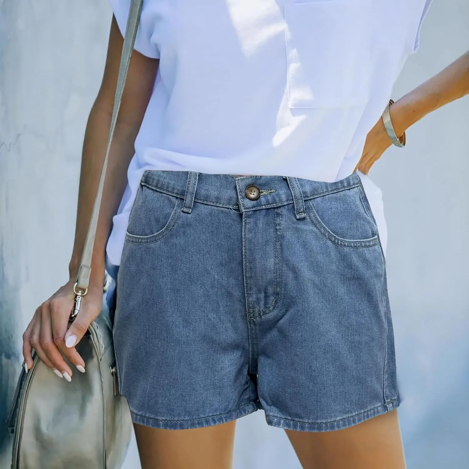 Women's Denim Pants Summer Baggy High Waisted Flowy Wide Leg Buttons Pleated Casual Jean Shorts 2025 Fashion Shorts