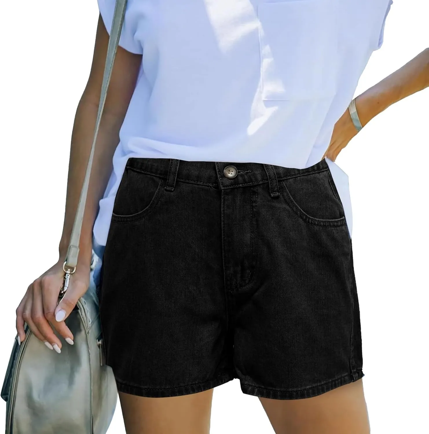 Women's Denim Pants Summer Baggy High Waisted Flowy Wide Leg Buttons Pleated Casual Jean Shorts 2025 Fashion Shorts