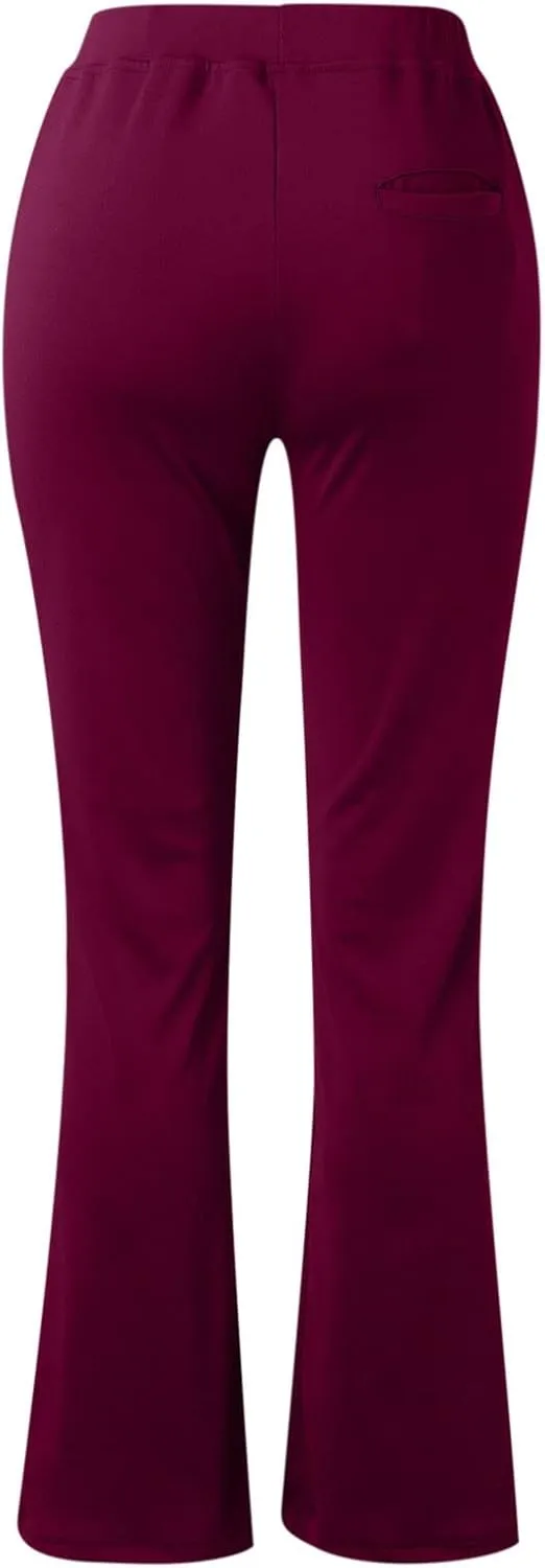 Womens Dress Pants Stretchy Dressy Pants Casual Work Pants Loose Straight Leg Pants Elastic High Waisted Pants Pockets