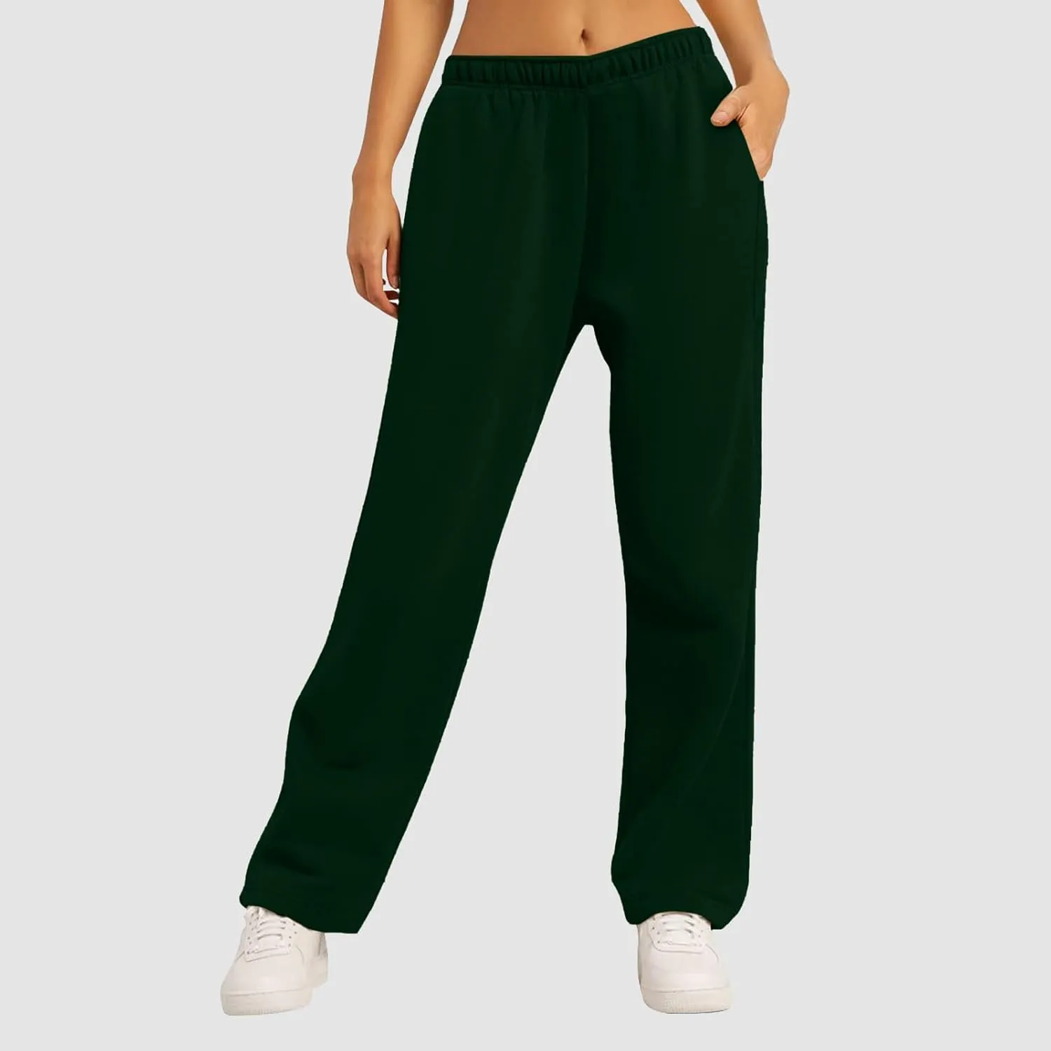 Womens Fleece Lined Sweatpants Wide Straight Leg Pants Bottom Joggers Pants Workout High Waist Yoga Pants with Pockets