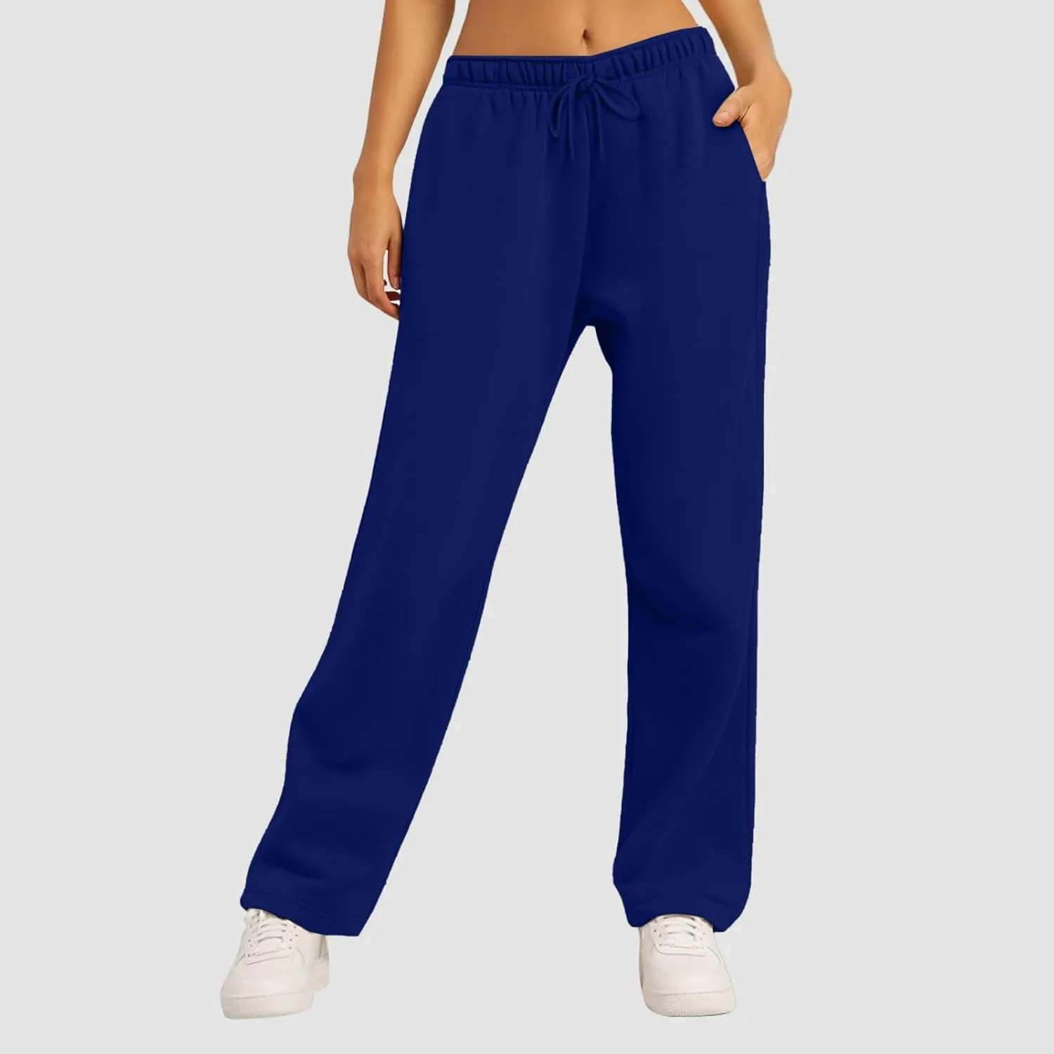 Womens Fleece Lined Sweatpants Wide Straight Leg Pants Bottom Joggers Pants Workout High Waist Yoga Pants with Pockets