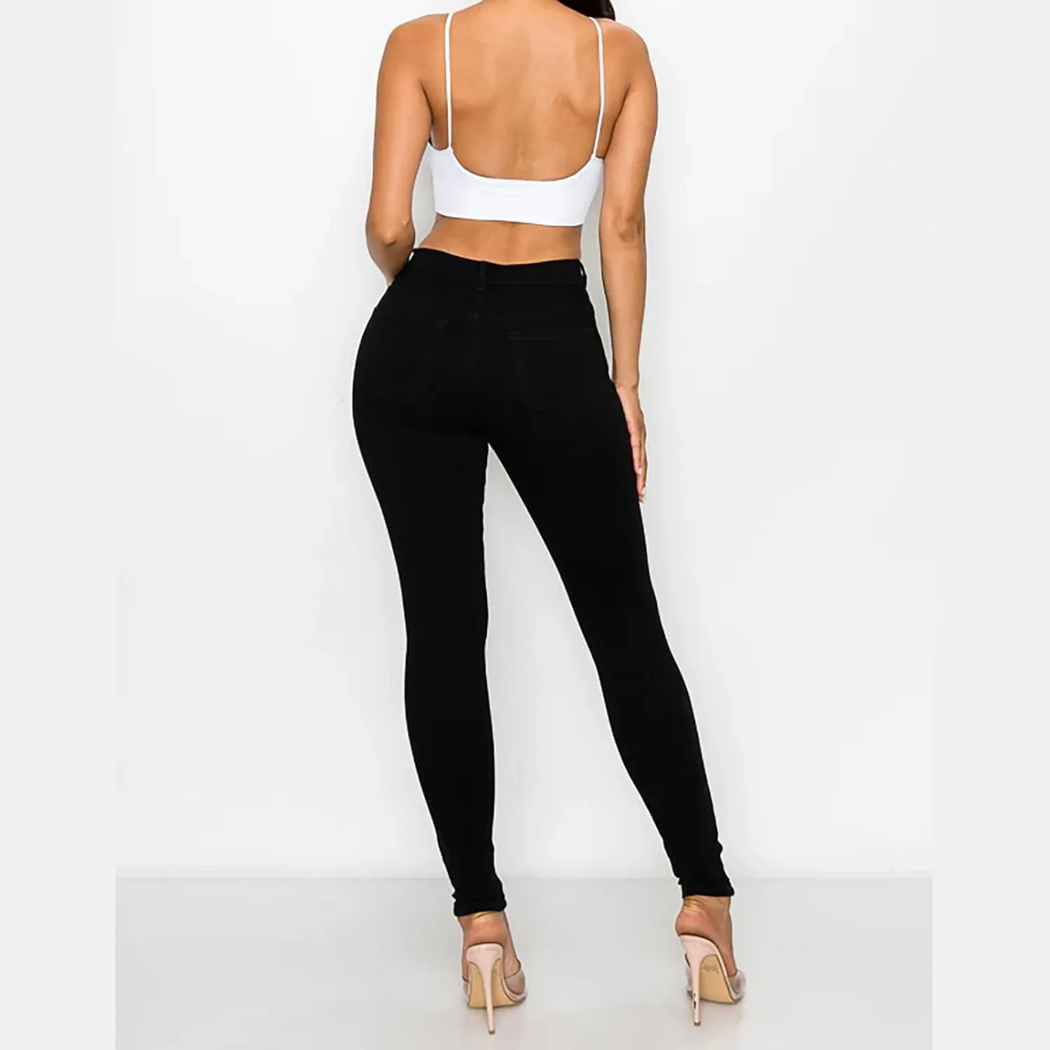 Women's High Waisted Ripped Jeans Slim Fit Distressed Skinny Jeans Stretch Butt Lifting Denim Pants