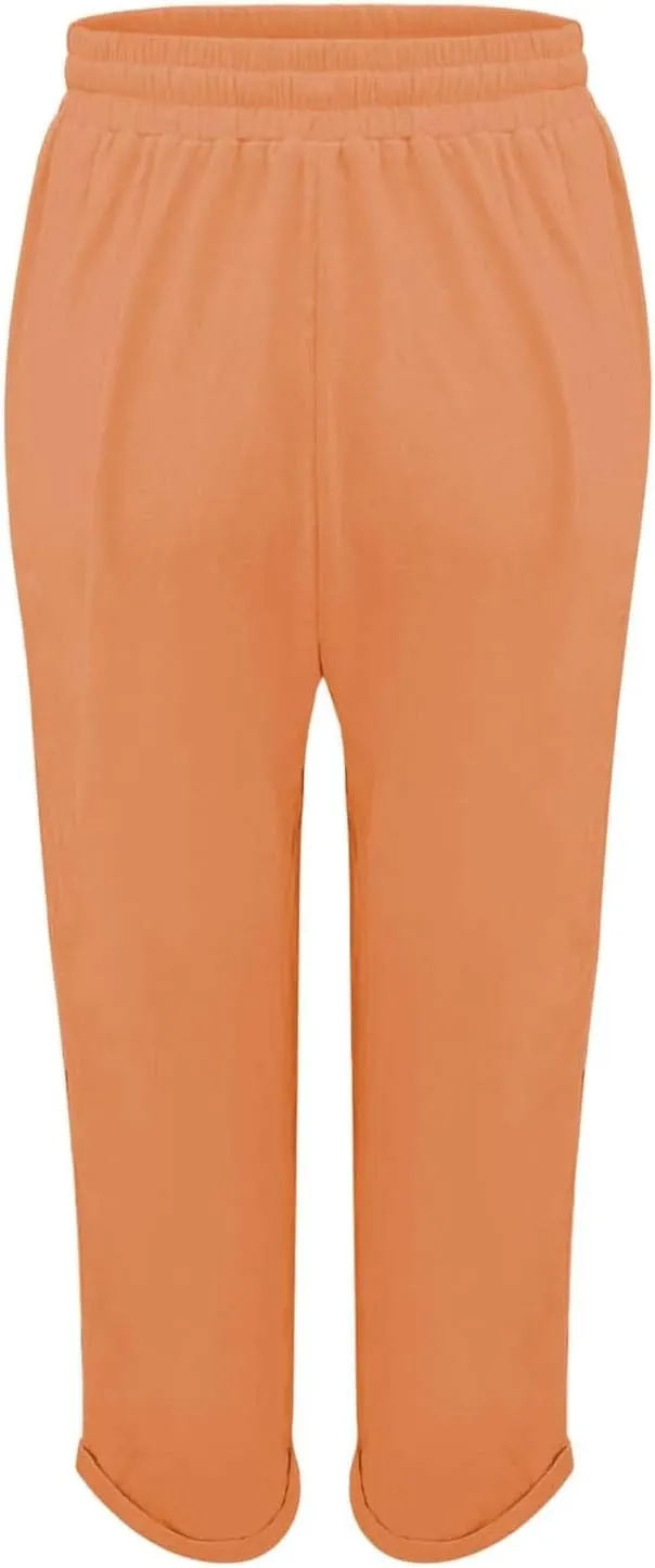 Womens Pajama Pants Cotton Palazzo Pants Wide Leg Long Pant Trousers with Pocket Lightweight Elastic Waist Pant