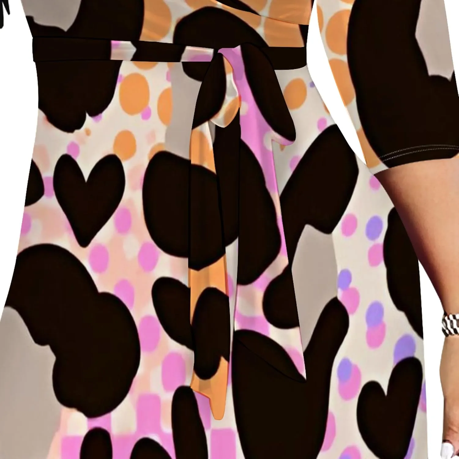 Womens Plus Size Fall Dresses Sexy Bodycon V Neck Maxi Dress Wrap Dress 3/4 Sleeve Boho Casual Floral A-Line Skirts