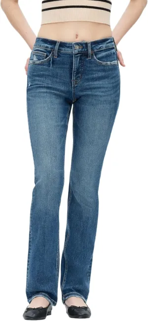 Women's Straight Leg Jeans High Stretchy Mid Rise Trendy Straight Leg Jeans Classic Fit Denim Jeans for Women