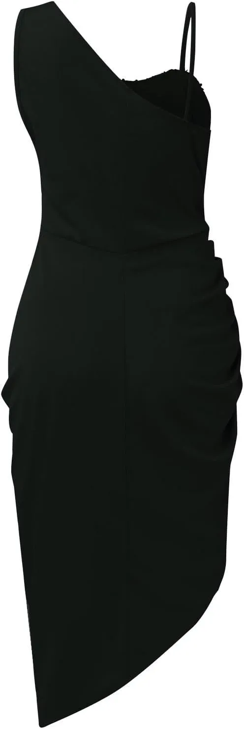 Women's Summer Sexy Elegant Trendy Solid Color Cold Shoulder Sequins Split Party Cocktail Prom Dress, S-3XL