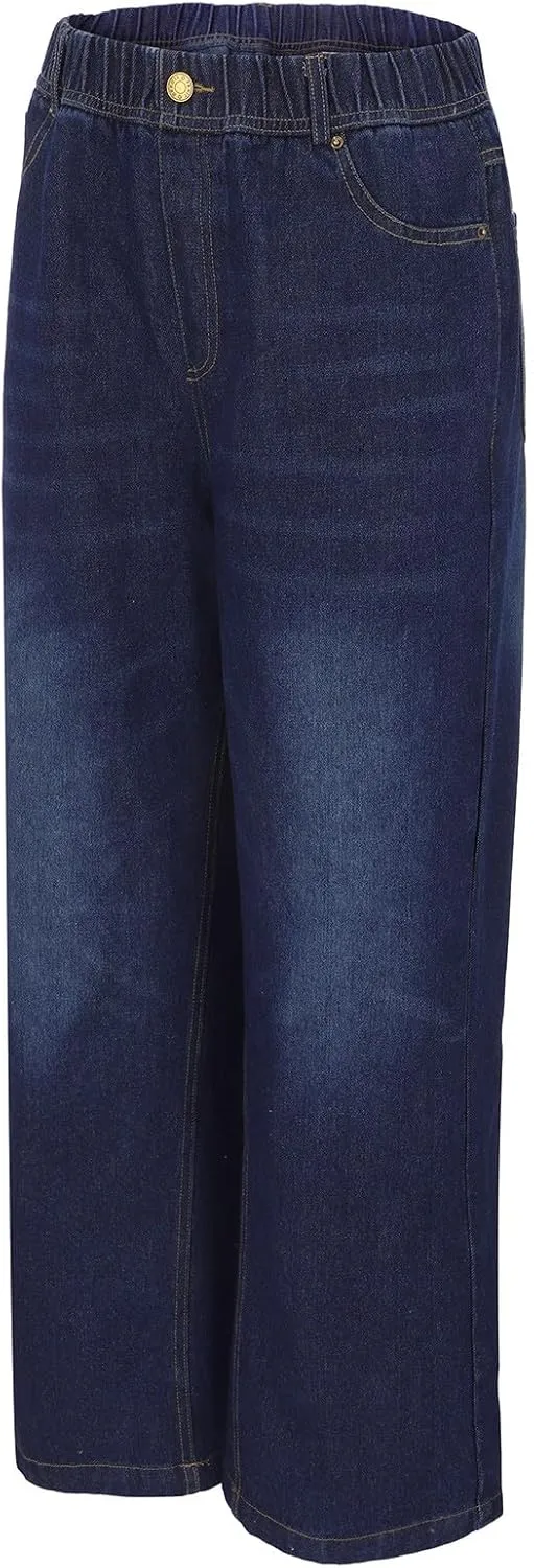 Womens Wide Leg Jeans Bowknot High Waisted Denim Pants Straight Leg Y2K Casual Baggy Trousers with Pockets Trendy