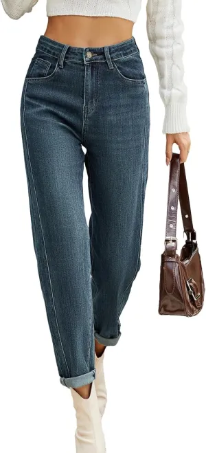 Womens Wide Leg Jeans Trendy High Waisted Straight Leg Jeans Stretchy Baggy Denim Pants