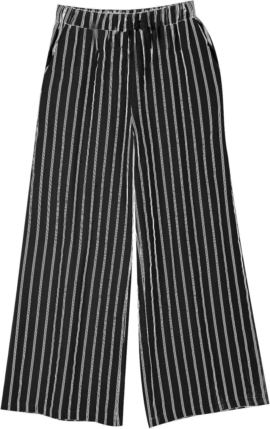 Women's Wide Leg Palazzo Pants Summer Casual Elastic Waist Capri Trousers Comfy Fashion Y2k Stripe Straight Leg Pants
